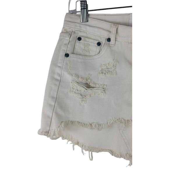 One By One Teaspoon Junk Yard White Turquoise Button Fly Frayed Hem Skirt 25 - Picture 3 of 9
